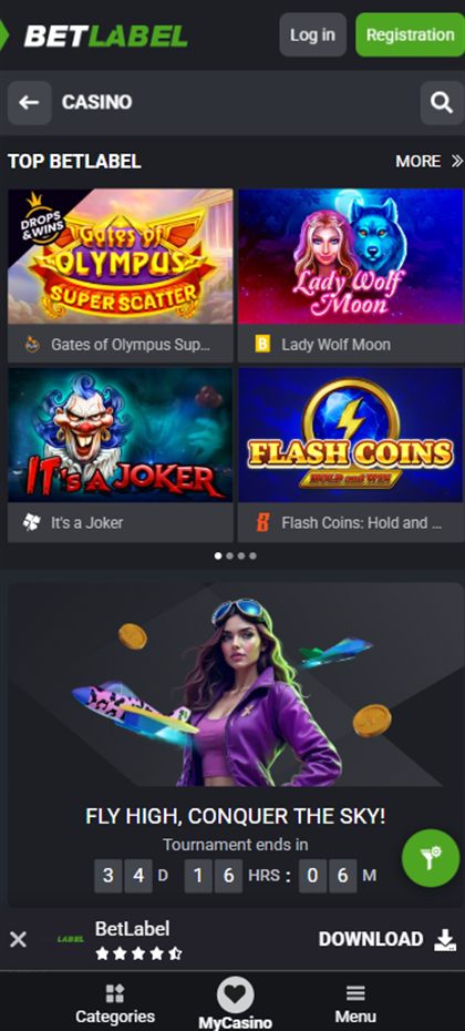 Betlabel mobile casino and sportsbook on the Irish-facing site